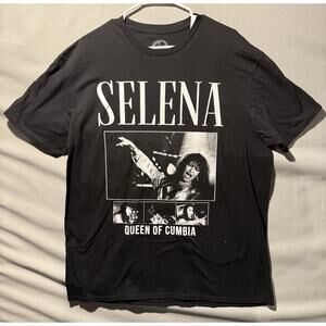 Selena Quintanilla Queen of Cumbia Black T-Shirt Men's XL Tejano Music